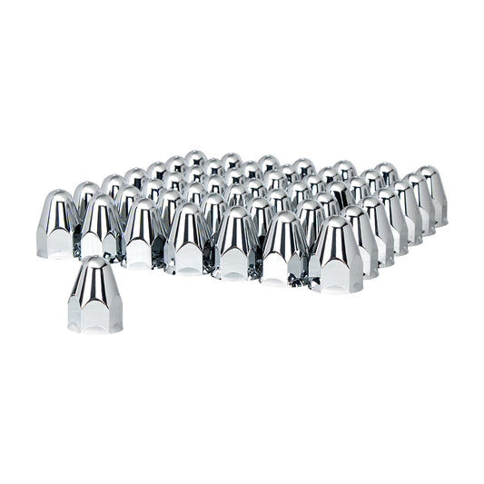 1-1/2" X 2-3/4" Chrome Plastic Bullet Nut Covers - Push-On (60-Pack)