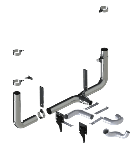 Lincoln Chrome 7" Exhaust Kit for 389 with 90 Degree Picket Elbows (2018+with DPF system) (1 Piece Stack Kit)