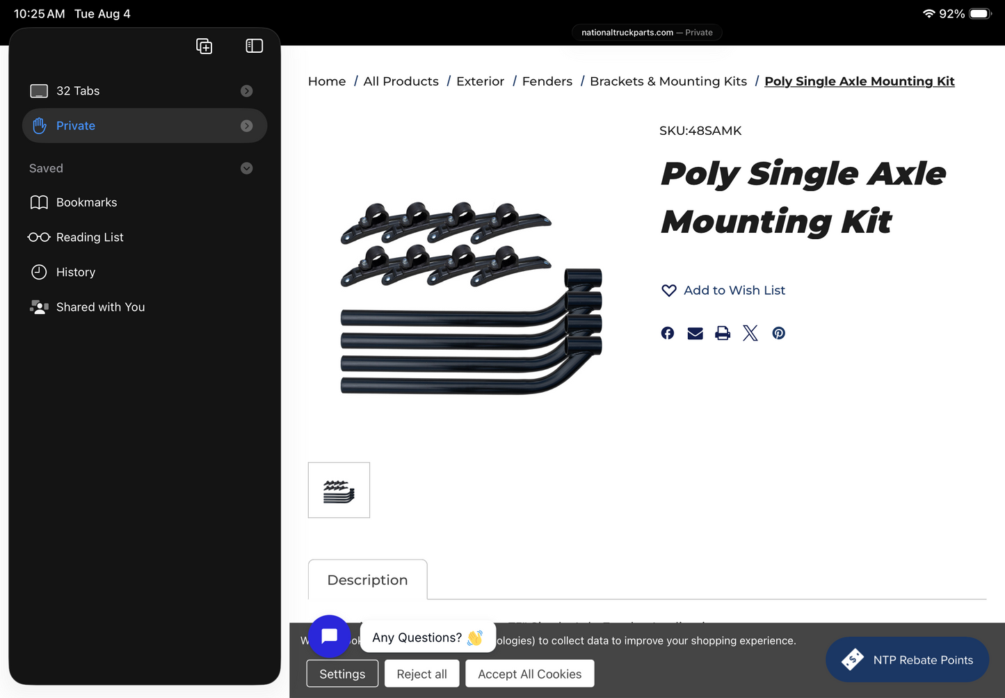 Poly Single Axle Mounting Kit