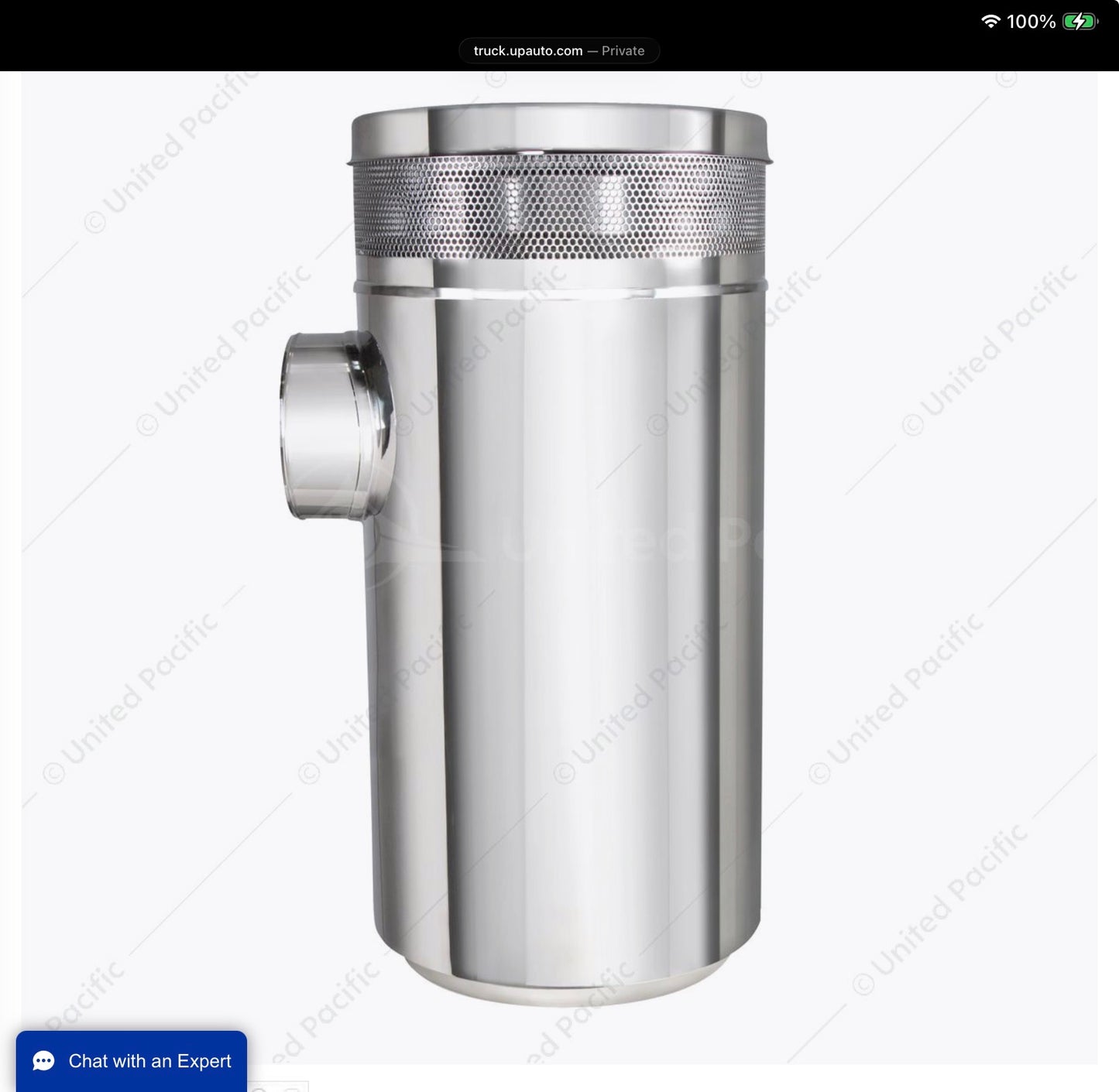 SS 15” Air Cleaner Housing Low Style