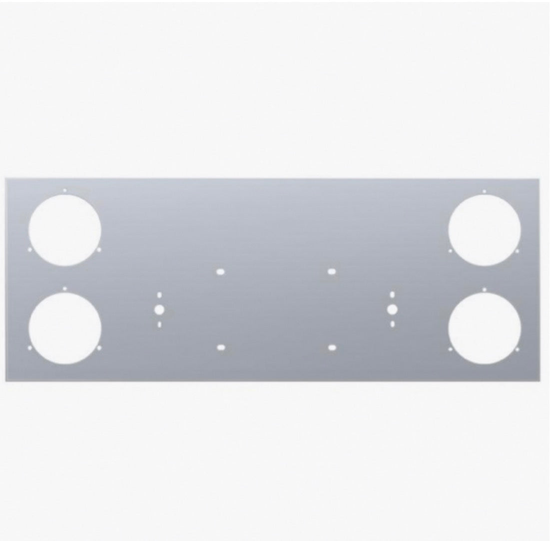 33-3/4" Stainless Steel Rear Center Light Panel With Four 4" Light Cutouts