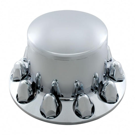 Dome Rear Axle Cover With 1-1/2"  Push-On Standard Nut Covers - Chrome