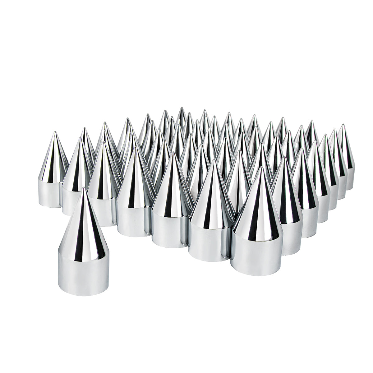 33mm X 4-1/8" Chrome Plastic Spike Nut Covers - Thread-On (60-Pack)