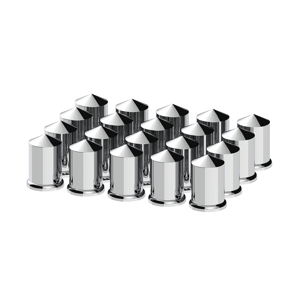 1-1/2" X 3" Chrome Plastic Pointed Nut Covers - Push-On (20-Pack)