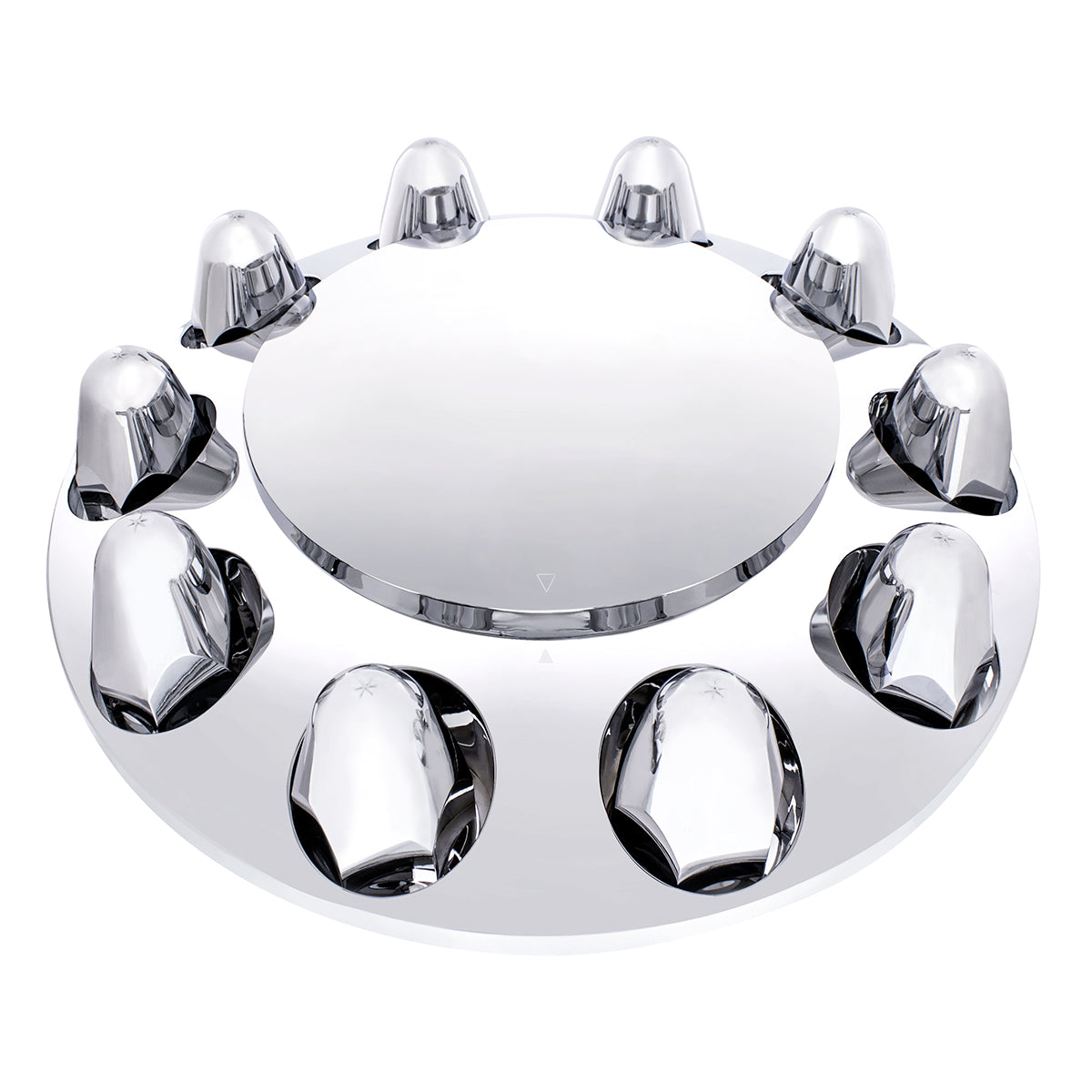 Front Axle Cover With Dome Cap & 1-1/2"  Push-On Nut Covers - Chrome (Color Box)