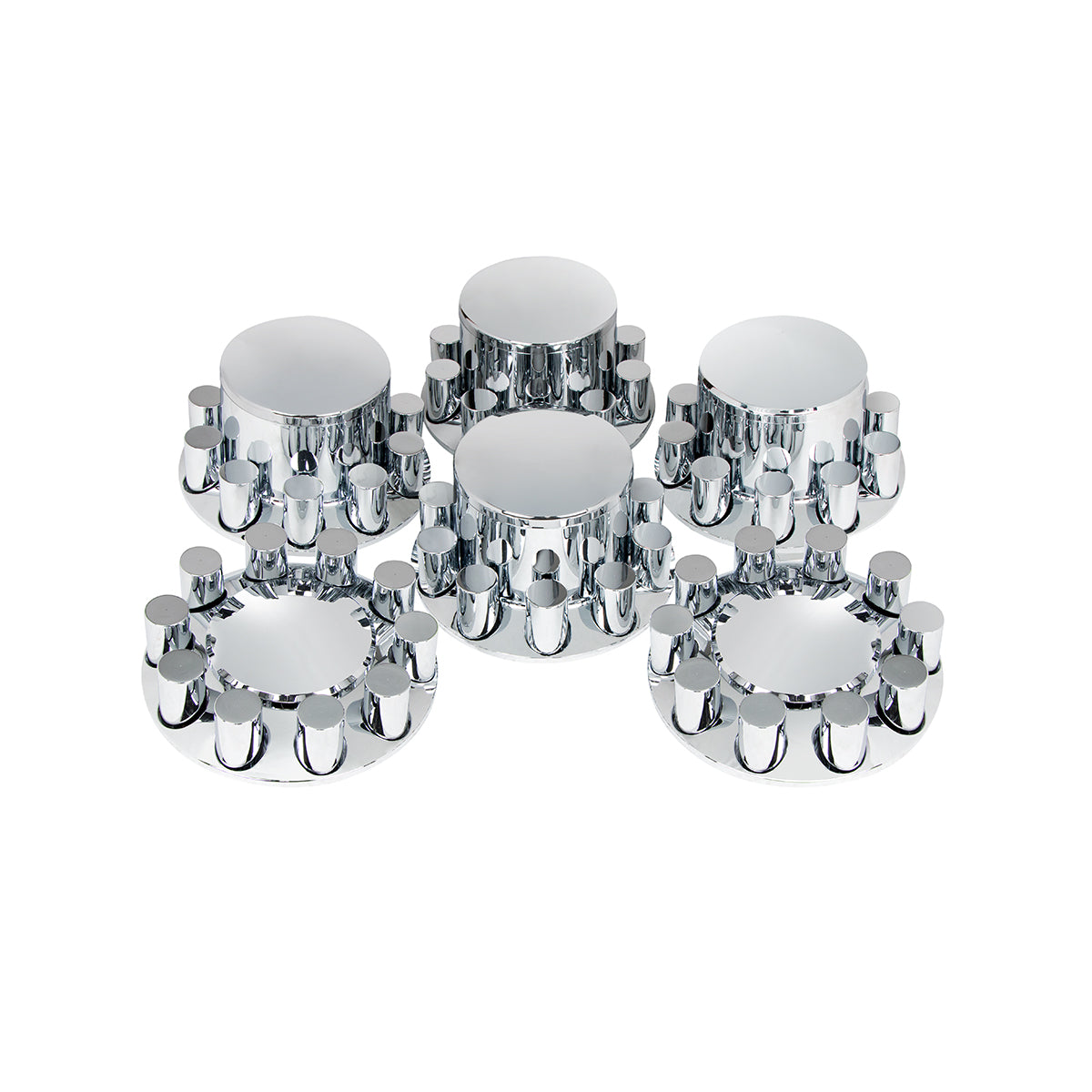 Dome Axle Cover Combo Kit With 33mm Cylinder Thread-On Nut Covers - Chrome