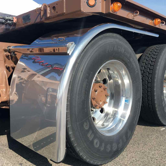 80" Smooth Straight Drop Half Fenders - 14 Gauge | Mirror Shine Stainless Steel