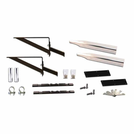 Stainless steel mounting kit for poly half tandem fenders with black tube arm