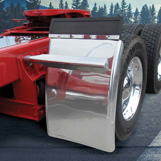 34" Long Straight Drop Quarter Fender Kit with Triangle Mounts - 16 Gauge | Mirror Shine Stainless Steel