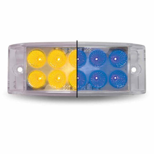 2" x 6" Amber Marker to Blue Auxiliary Rectangular LED Light - 10 Diodes