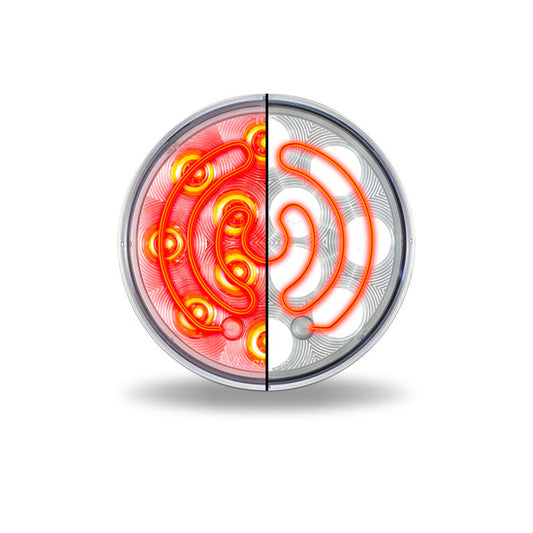 4" Heated Lens Red Stop, Turn & Tail To White Back Up Round LED Light - 12 Diodes