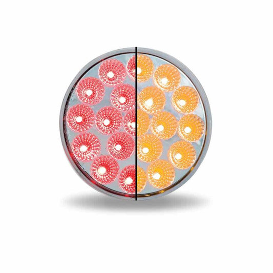 4" Red Stop, Turn & Tail to Amber Strobe Round LED Light - 19 Diodes