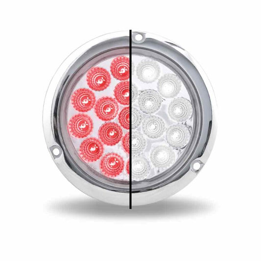 4" Red Stop, Turn & Tail to White Back Up Round Flange Mount LED Light - 19 Diodes