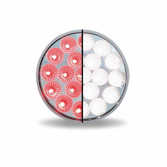 4" Red Stop, Turn & Tail to White Back Up Round LED Light - 19 Diodes | Lock Connector Adapter