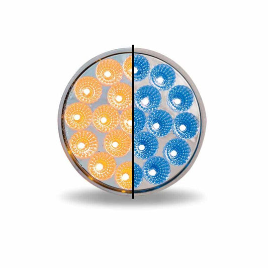 4" Amber Marker to Blue Auxiliary Round LED Light - 19 Diodes