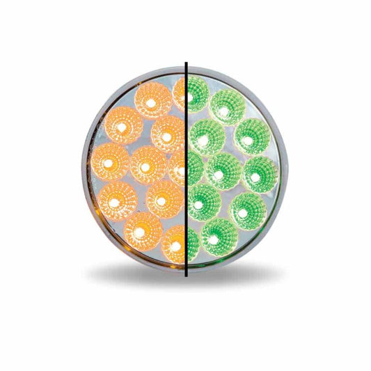4" Amber Marker to Green Auxiliary Round LED Light - 19 Diodes
