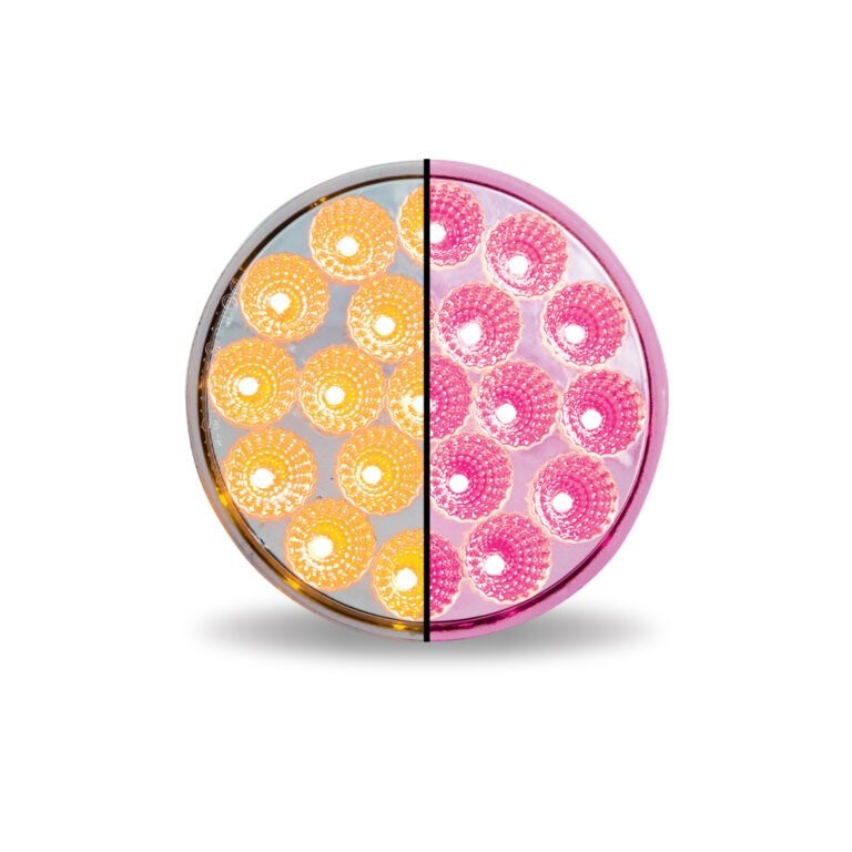 4" Amber Marker to Pink Auxiliary Round LED Light - 19 Diodes