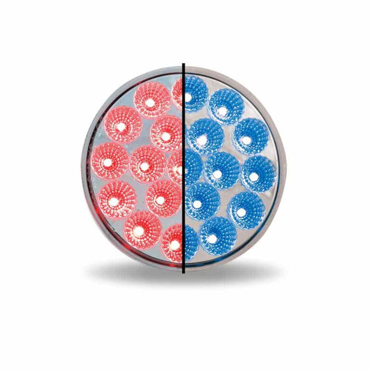 4" Red Stop, Turn & Tail to Blue Auxiliary Round LED Light - 19 Diodes