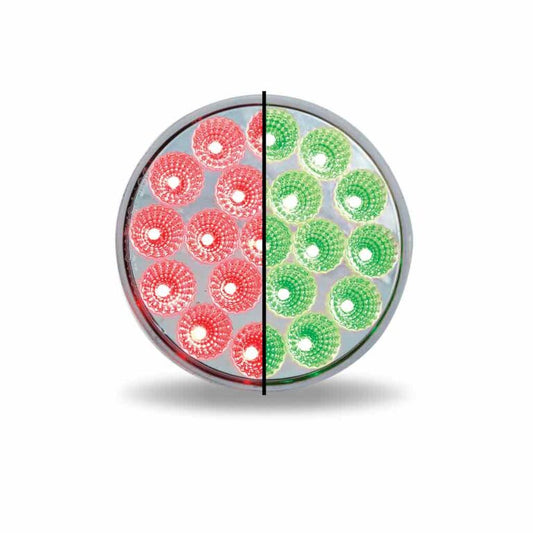 4" Red Stop, Turn & Tail to Green Auxiliary Round LED Light - 19 Diodes