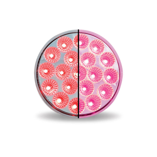 4" Red Stop, Turn & Tail to Pink Auxiliary Round LED Light - 19 Diodes