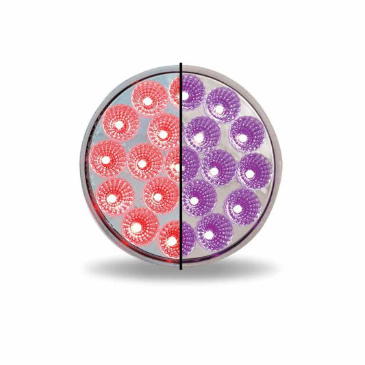 4" Red Stop, Turn & Tail to Purple Auxiliary Round LED Light - 19 Diodes