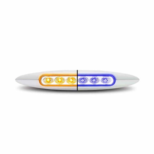 6" Amber Marker to Blue Auxiliary Slim LED Light - 6 Diodes