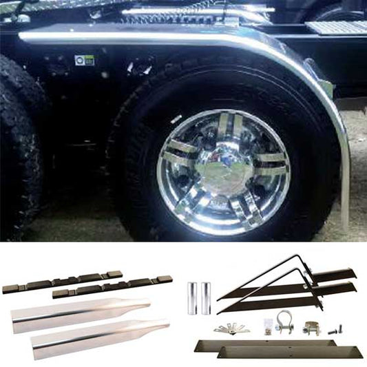 80" Smooth Straight Drop Half Fenders & Mounting Kit - 14 Gauge (Fenders)