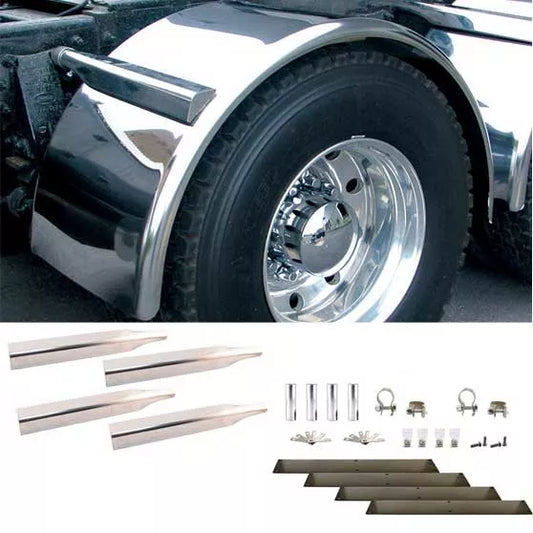 80" Smooth Single Axle Fenders & Heavy Duty Mounting Kit - 14 Gauge (Fenders)