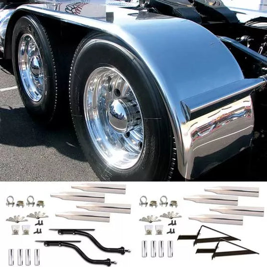 132" Smooth Full Fenders & Heavy Duty Mounting Kit - 14 Gauge (Fenders)